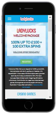 Lady Lucks Casino mobile vertical
