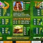 Irish Luck Online Slot Gewinntabelle