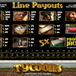 Tycoons paytable