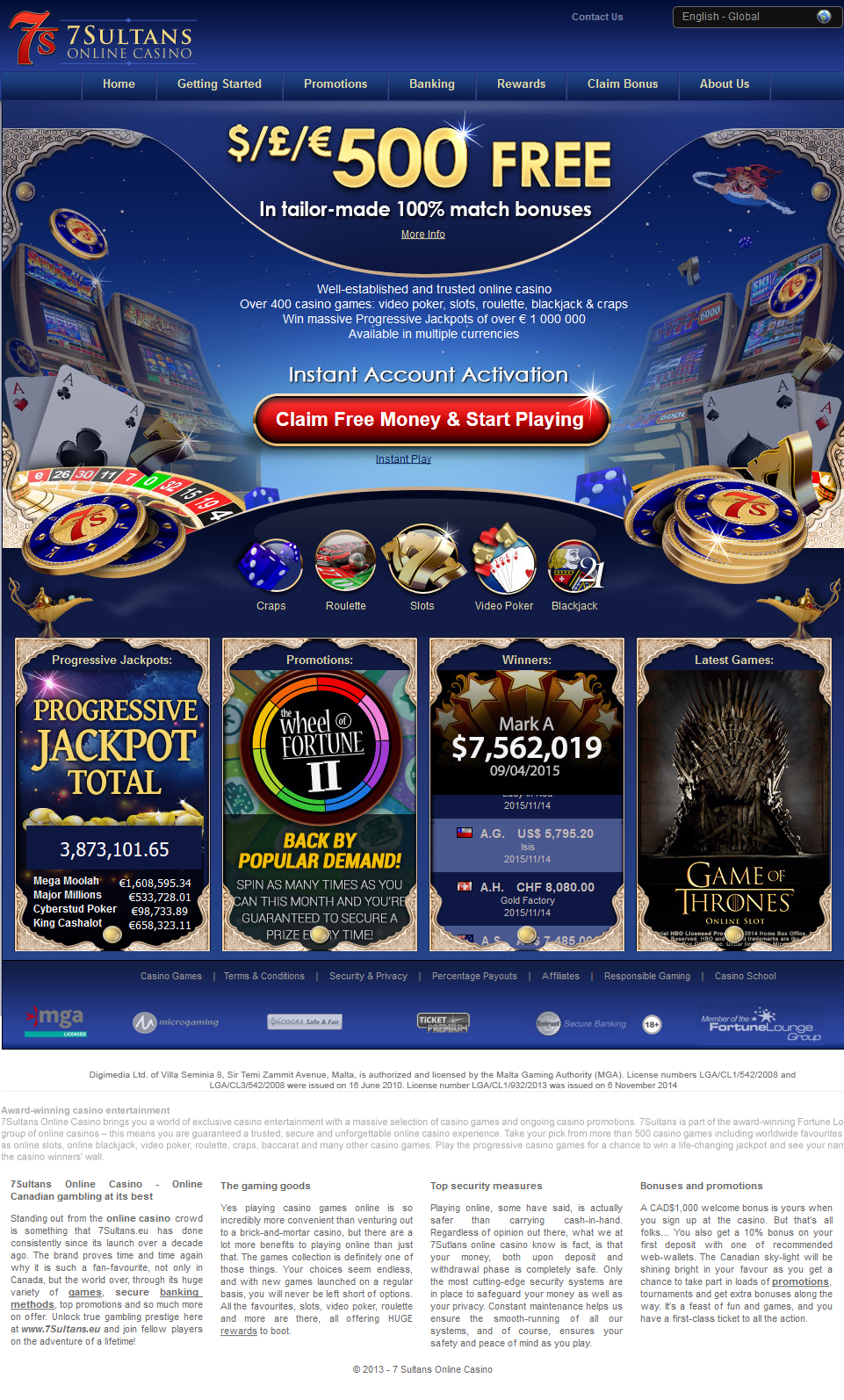 7 sultans casino bonus